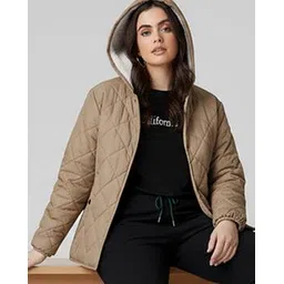 xplump Women Quilted Regular Fit Hooded Jacket-picture-11
