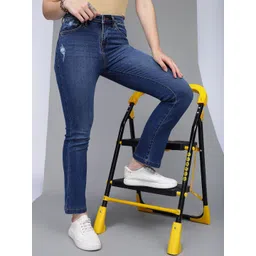 Xpose Women Comfort Straight Fit High-Rise Low Distress Light Fade Stretchable Jeans-picture-37