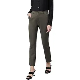 xpose Women Dark Grey Solid Straight Fit High-Rise Regular Trousers, has a Button Closure, Four Pockets-picture-18