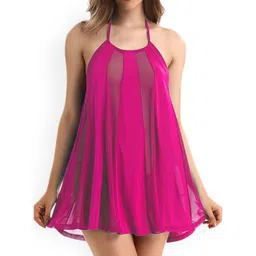 Xs and Os Women Self Design Halter Neck Babydoll Lingerie with Panty-picture-28