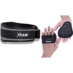 xsaw 4’’Inch Gray Unisex Weightlifting Gym Belt Combo Grips Pads, Workout Belt (XL) Fitness Accessory Kit Kit-picture-17