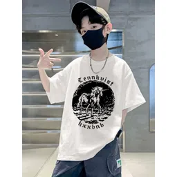 Xsole Boy Round Neck Drop-Shoulder Sleeves Oversized Cotton T-shirt-picture-36