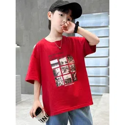 Xsole Boys Graphic Printed Round Neck Cotton Oversized T-shirt-picture-35