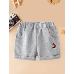 Xsole Boys Solid Relaxed Fit Mid Rise Denim Shorts-picture-45