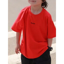 Xsole Boys Typography Printed Round Neck Cotton Oversized T-shirt-picture-40