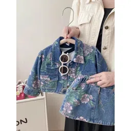 Xsole Girls Floral Printed Shirt With Skirt-picture-40