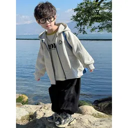 Xsole Trendy Boys Brand Logo Printed Long Sleeves Open Front Jacket-picture-10