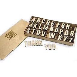 XSOURCE Wooden Alphabet Letters Craft MDF Alphabets Cutouts 130 Pieces (Beige)-picture-18