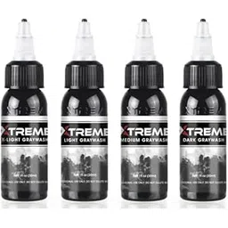 Xtreme Graywash Tattoo Ink Set – Shield Plus Black & Gray Wash Shading Ink for Tattoos – 4 Bottle Set – Smooth Blend, Vegan, Made in USA (Set of 4, 1/2 oz)-picture-21