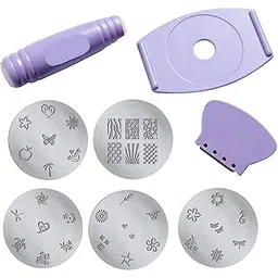 XVIA Nail Stamping Kit with 5 Rectangular Steel Image Plates, Silicone Stamper & Scraper & Stamping Nail Polish Salon Nail Art Decals Stamp Stamping Polish Design Kit Set(1 Set)-picture-10