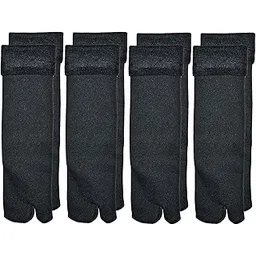 xyno Winter Thermal Fleece Toe Dark Colour Wool Heavy Duty Warm Ankle Length Socks Women/Men/Girls Winter Socks (Black, 4 Pairs)-picture-35
