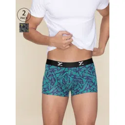 XYXX Aqua Strokes & Prism Grey Slim Fit Printed Trunks - Pack Of 2-picture-37