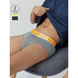 XYXX Ash Grey & Charcoal Micro Modal Briefs - Pack of 2-picture-24
