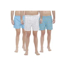 Xyxx Blue & White Cotton Regular Fit Printed Boxers-picture-17