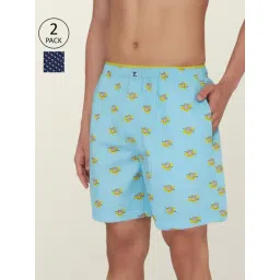 XYXX Blue & White Cotton Relaxed Fit Printed Boxers - Pack Of 2-picture-29