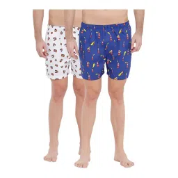XYXX Blue & White Printed Cotton Boxers (Pack Of 2)-picture-12