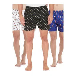 XYXX Blue, Black & White Printed Cotton Boxers (Pack Of 3) image 1