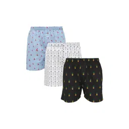 XYXX Blue, White & Black Printed Cotton Boxers (Pack Of 3)-picture-19