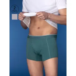 XYXX Emerald Green & Cloud Grey Cotton Regular Fit Trunks - Pack Of 2-picture-27