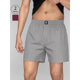 XYXX Grey & Burgundy Relaxed Fit Boxers - Pack of 2-picture-43