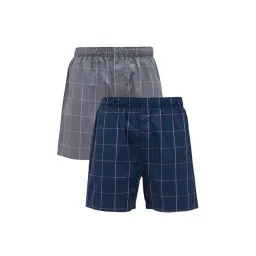 XYXX Grey & Navy Checks Boxers (Pack Of 2)-picture-10
