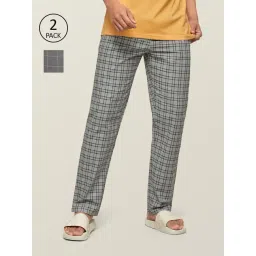 XYXX Grey Cotton Regular fit Checks Pyjama-picture-32