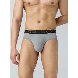 Xyxx Grey Nylon Solid Regular Fit Briefs-picture-13