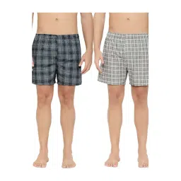 XYXX Grey Regular Fit Checks Boxers (Pack of 2)-picture-24