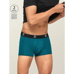 XYXX Light Grey & Teal Blue Trunks - Pack of 2-picture-14