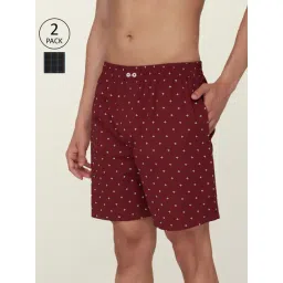 XYXX Maroon & Black Cotton Relaxed Fit Printed Boxers - Pack Of 2-picture-18