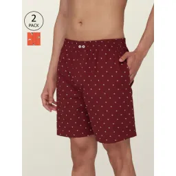 XYXX Maroon & Orange Cotton Relaxed Fit Printed Boxers - Pack Of 2-picture-16
