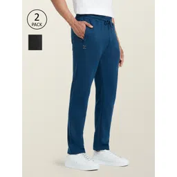 XYXX Men Pack Of 2 Grey & Blue Solid Cotton Track Pants-picture-18
