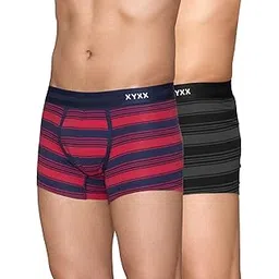 xyxx Men's Streax Super Combed Cotton Regular Fit Striped Trunks with No Marks Waistband (Pack of 2)-picture-35