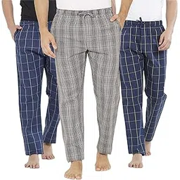 xyxx Men's Super Combed Cotton Checkered Checkmate Pyjamas [Pack of 3] Elasticated Waist, Drawstring | Loungewear for Men in Black, Lime & Pink Checks-picture-27