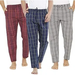 xyxx Men's Super Combed Cotton Checkered Checkmate Pyjamas [Pack of 3] Elasticated Waist, Drawstring | Loungewear for Men in Black, Lime & Red Checks-picture-10