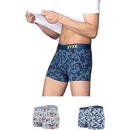 xyxx Men's Urbane & Flux Micromodal Regular Fit Printed Antimicrobial Trunks with No Marks Waistband (Pack of 3)-picture-17