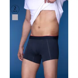 XYXX Midnight Blue & Cloud Grey Cotton Regular Fit Trunks - Pack Of 2-picture-29