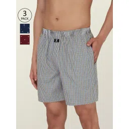 XYXX Multi Cotton Relaxed Fit Checks Boxers - Pack Of 3-picture-47