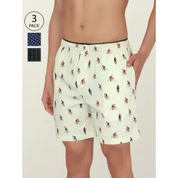 XYXX Multi Cotton Relaxed Fit Checks Boxers - Pack Of 3-picture-24