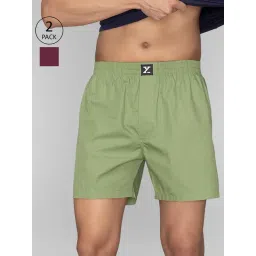 XYXX Olive & Burgundy Relaxed Fit Boxers - Pack of 2-picture-39