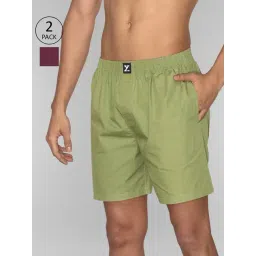 XYXX Olive & Burgundy Relaxed Fit Boxers - Pack of 2-picture-24