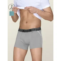 XYXX Opal Grey & Atlas Blue Cotton Regular Fit Trunks - Pack Of 2-picture-17
