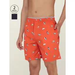 XYXX Orange & Navy Cotton Relaxed Fit Printed Boxers - Pack Of 2-picture-23