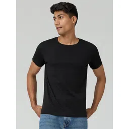 xyxx Pack of 1 Pace Intellieaze Men Solid Crew Neck Pure Cotton Black T-Shirt-picture-11