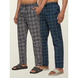 xyxx Pack of 2 Checkmate Intellieaze Combed Cotton Checks Men Pyjama-picture-23