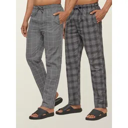xyxx Pack of 2 Checkmate Intellieaze Combed Cotton Checks Men Pyjama-picture-25