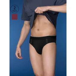 XYXX Pitch Black & Bold Burgundy Cotton Regular Fit Briefs - Pack Of 2-picture-40
