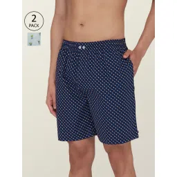 XYXX Sky Blue & Blue Cotton Relaxed Fit Printed Boxers - Pack Of 2 image 1