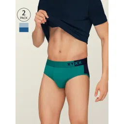 XYXX Sky Blue & Green Micro Modal Briefs - Pack of 2-picture-26