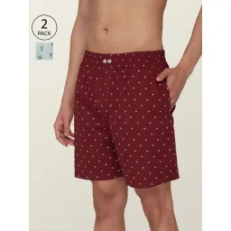 XYXX Sky Blue & Maroon Cotton Relaxed Fit Printed Boxers - Pack Of 2-picture-14